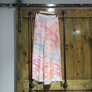 YOUNG FABULOUS & BROKE PALAZZO MULTICOLOR WIDE LEG PANTS SIZE XS Pastel Flowy